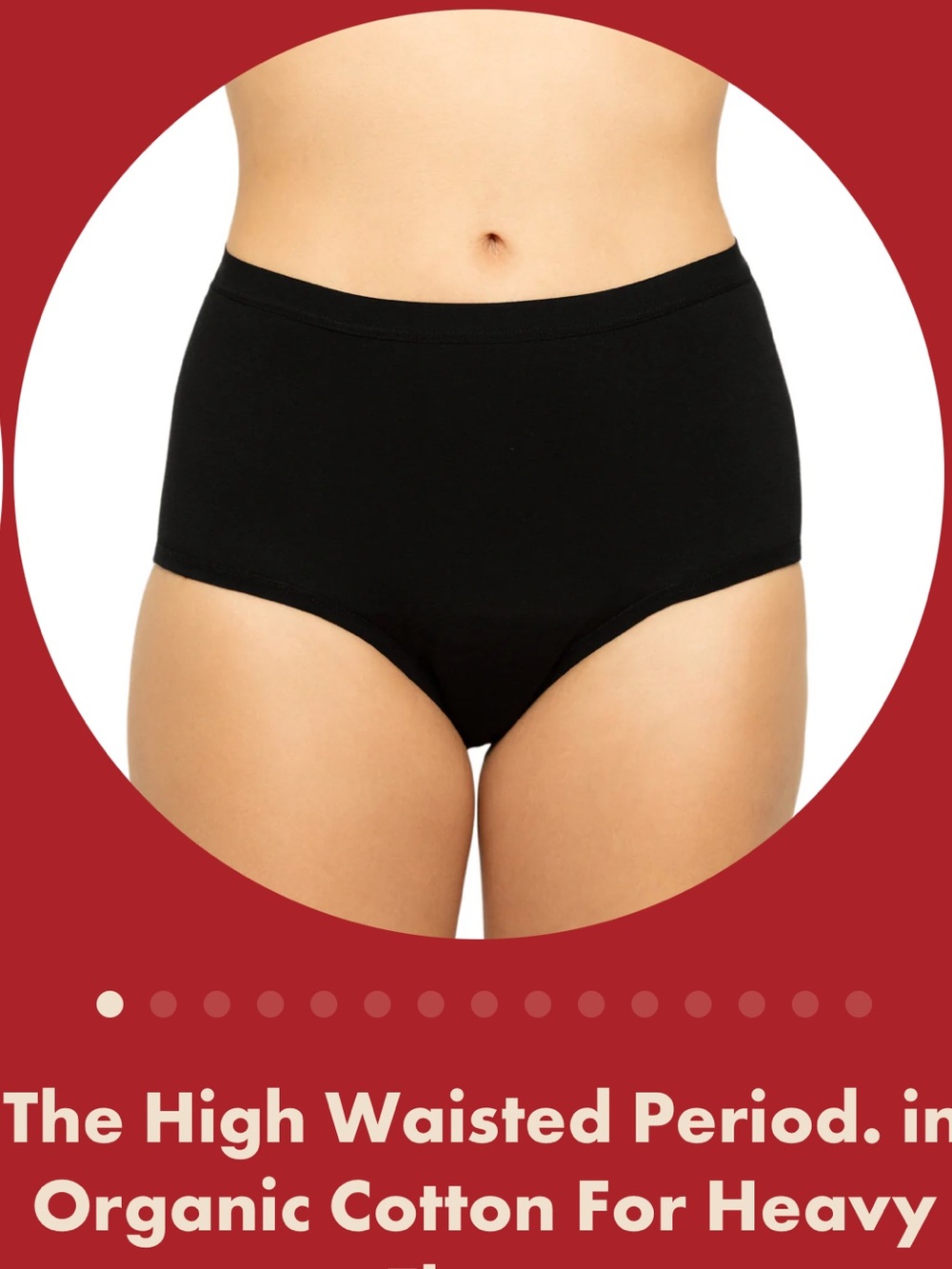 NEW! The Period Company Underwear-Black High Waist Heavy Flow cotton stretch L